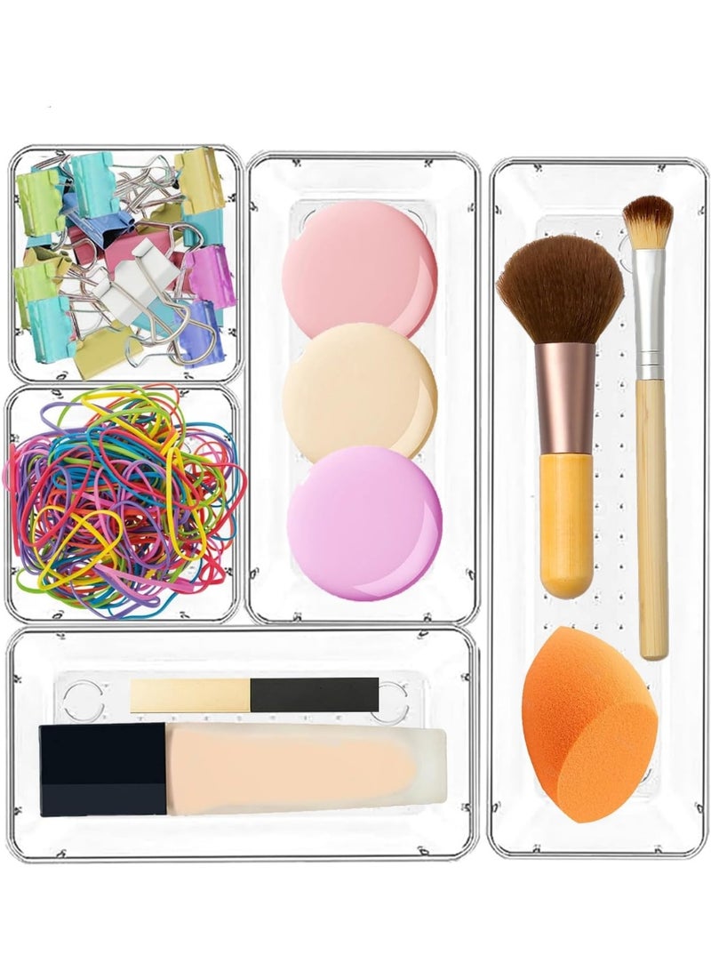 6 Pack Desk Drawer Organizers, Clear Drawer Organizers, Toiletry and Storage Organizers, Non-Slip Plastic Drawer Organizer for Makeup, Bathroom, Kitchen and Office - Image 4